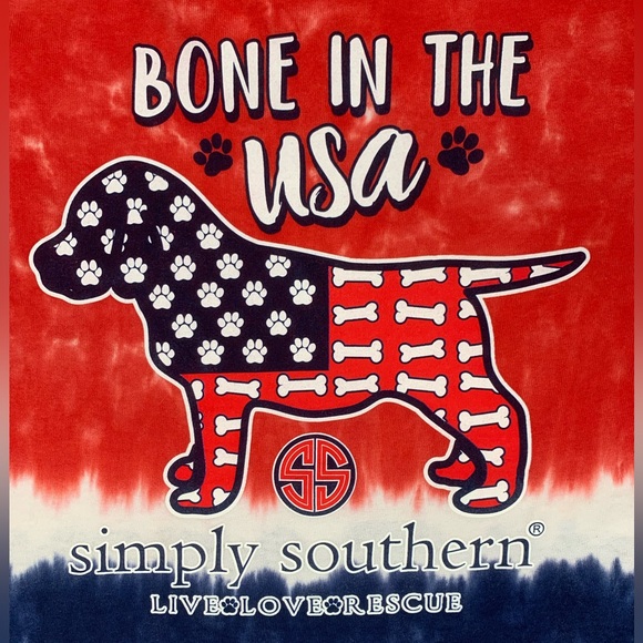 Simply Southern Bone in the USA Patriotic Red Blue Tie Die Short Sleeve T-Shirt - Picture 3 of 13
